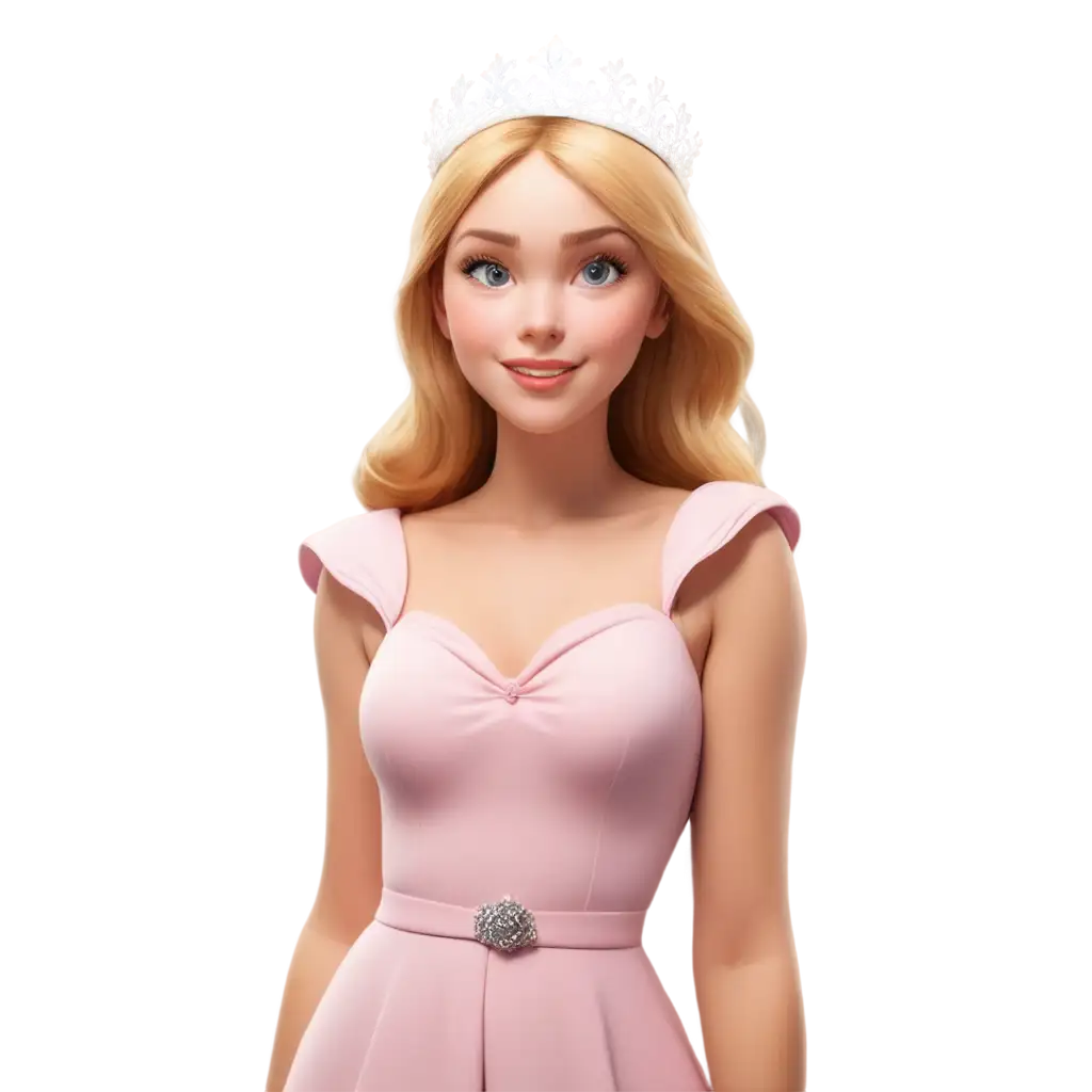 AwardWinning-PNG-Image-3D-Cartoon-Portrait-of-a-Russian-Lady-in-Pink-Princess-Dress