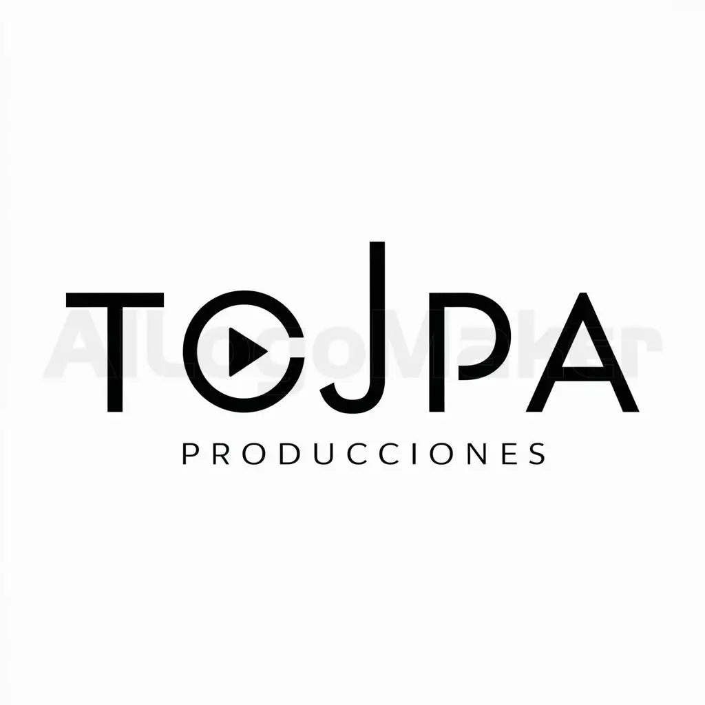 a logo design,with the text "TOJPA", main symbol:VIDEO,Moderate,be used in PRODUCCIONES industry,clear background