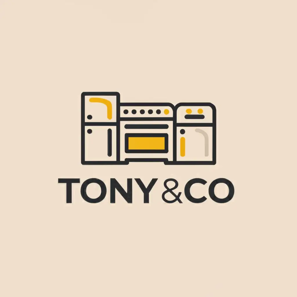 a logo design, with the text "TONY & CO", main symbol: fridge oven dishwasher, Moderate, clear background. appliance repair 