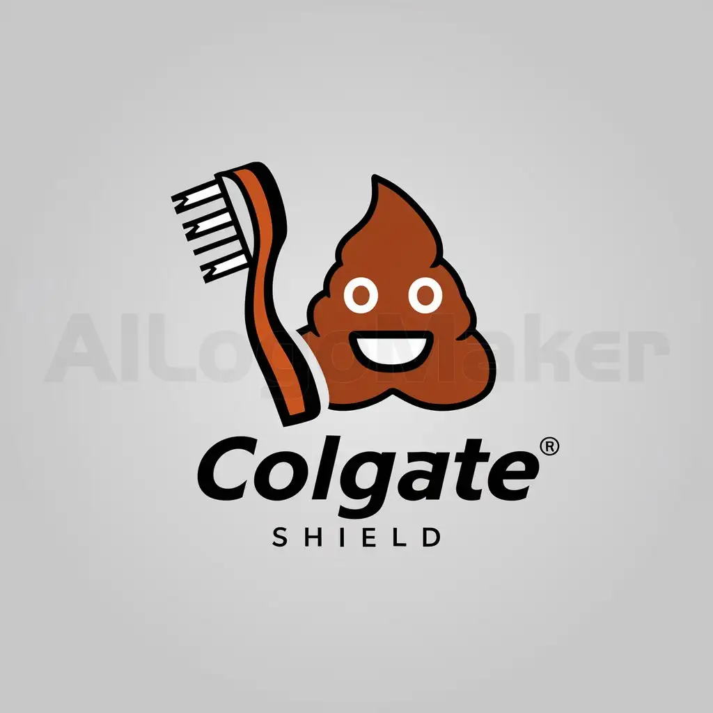 a logo design,with the text "Colgate Shield", main symbol:Toothbrush and poo emoji,Moderate,be used in Sports Fitness industry,clear background