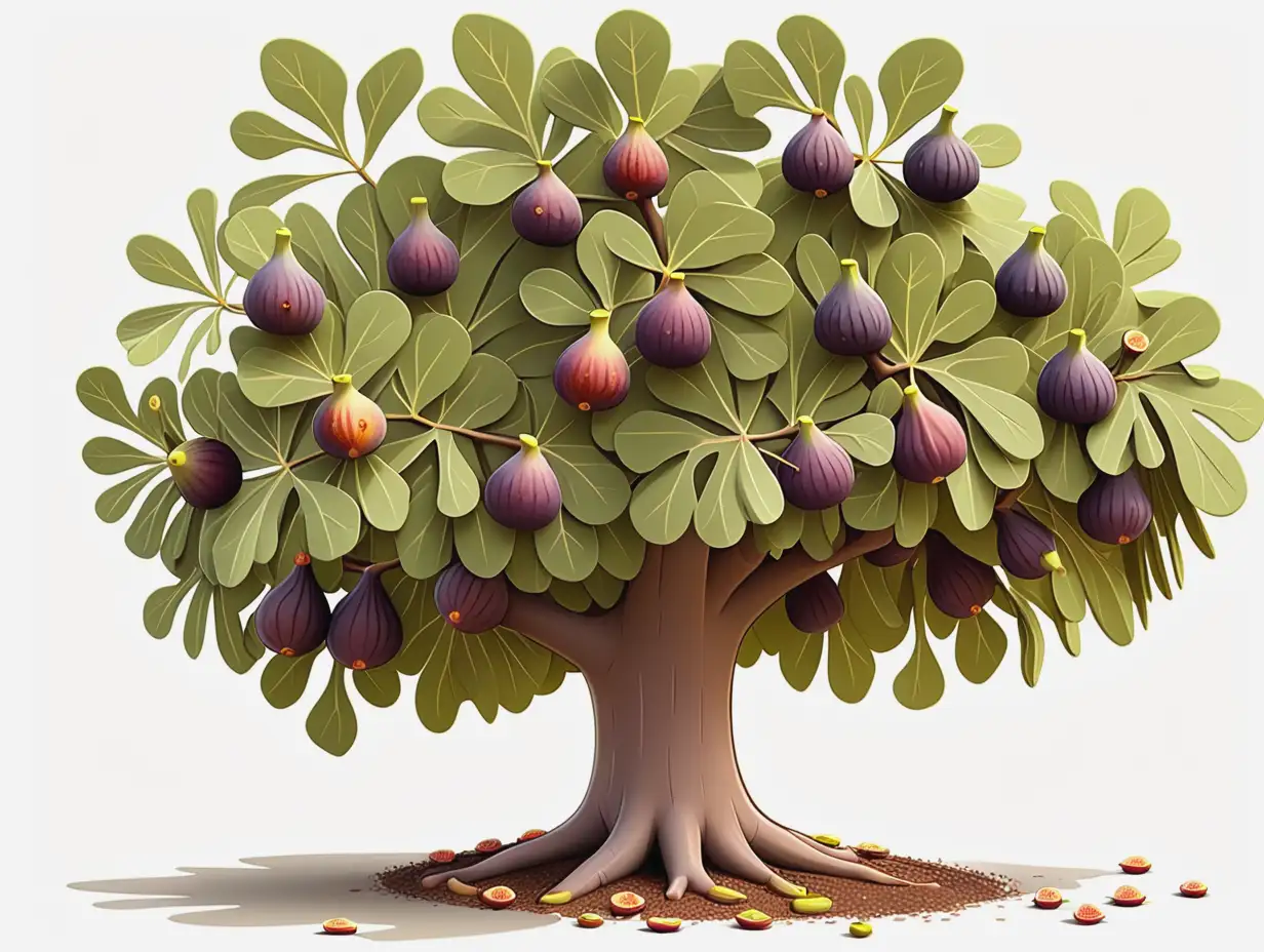Whimsical Cartoon Fig Tree Illustration