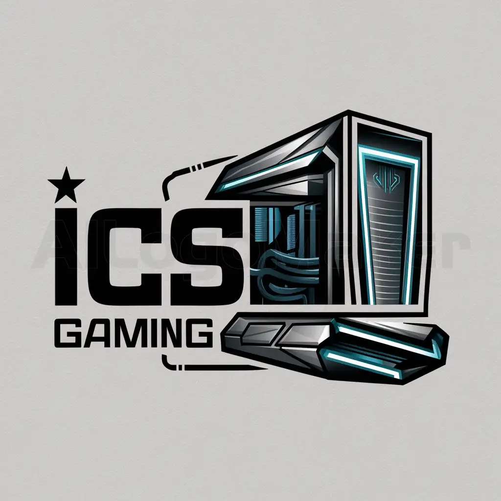 a logo design,with the text "ICS", main symbol:ordenador gaming,Moderate,clear background