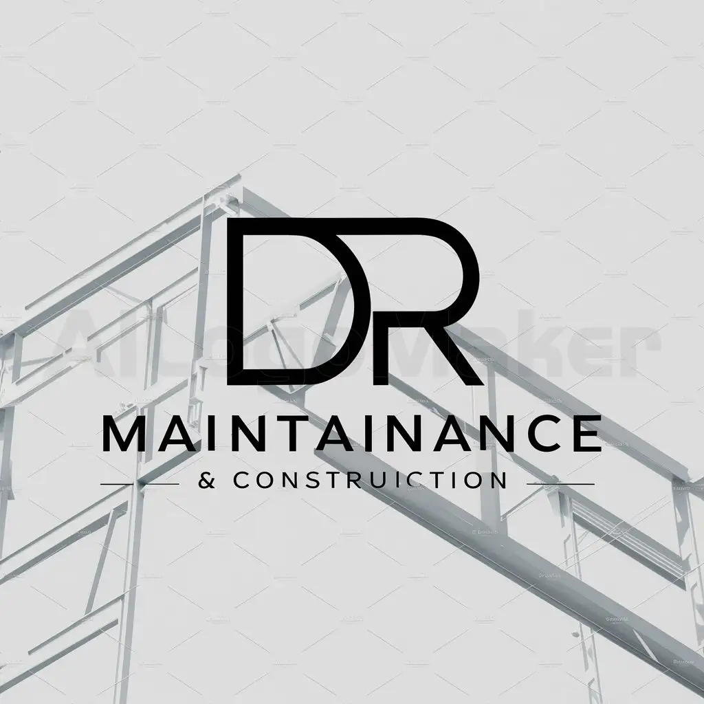 a logo design,with the text "maintainance, construction in general, steel structure", main symbol:DR,Minimalistic,be used in Construction industry,clear background