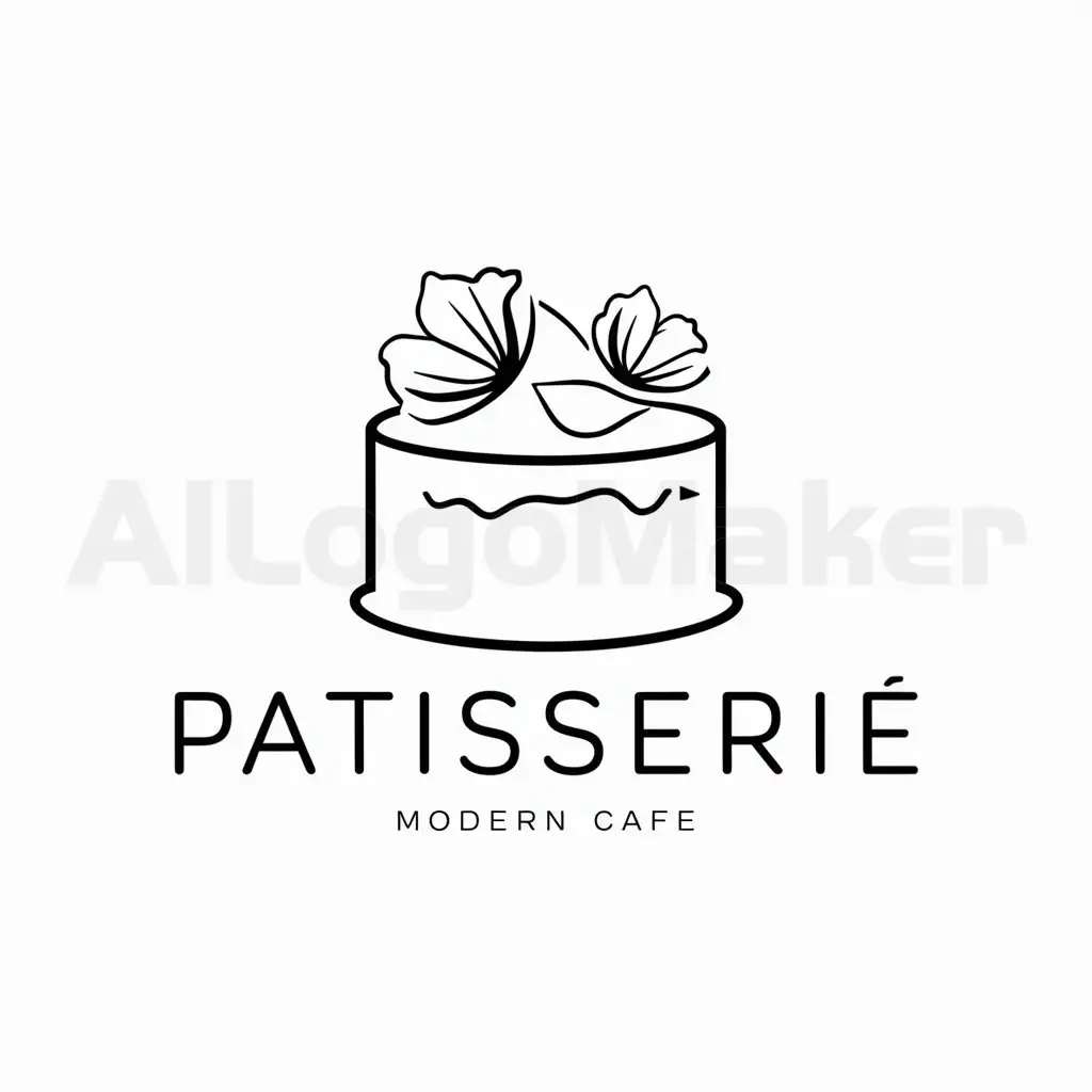 a logo design,with the text "Patisserie", main symbol:a cake decorated with flowers,Minimalistic,be used in cafe industry,clear background