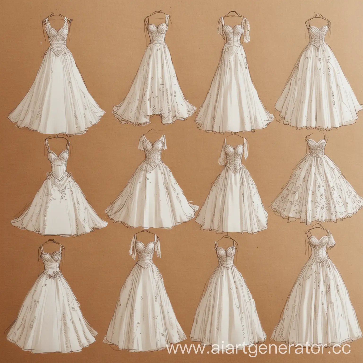 Six-Sketches-of-Elegant-Wedding-Dresses-for-BridestoBe