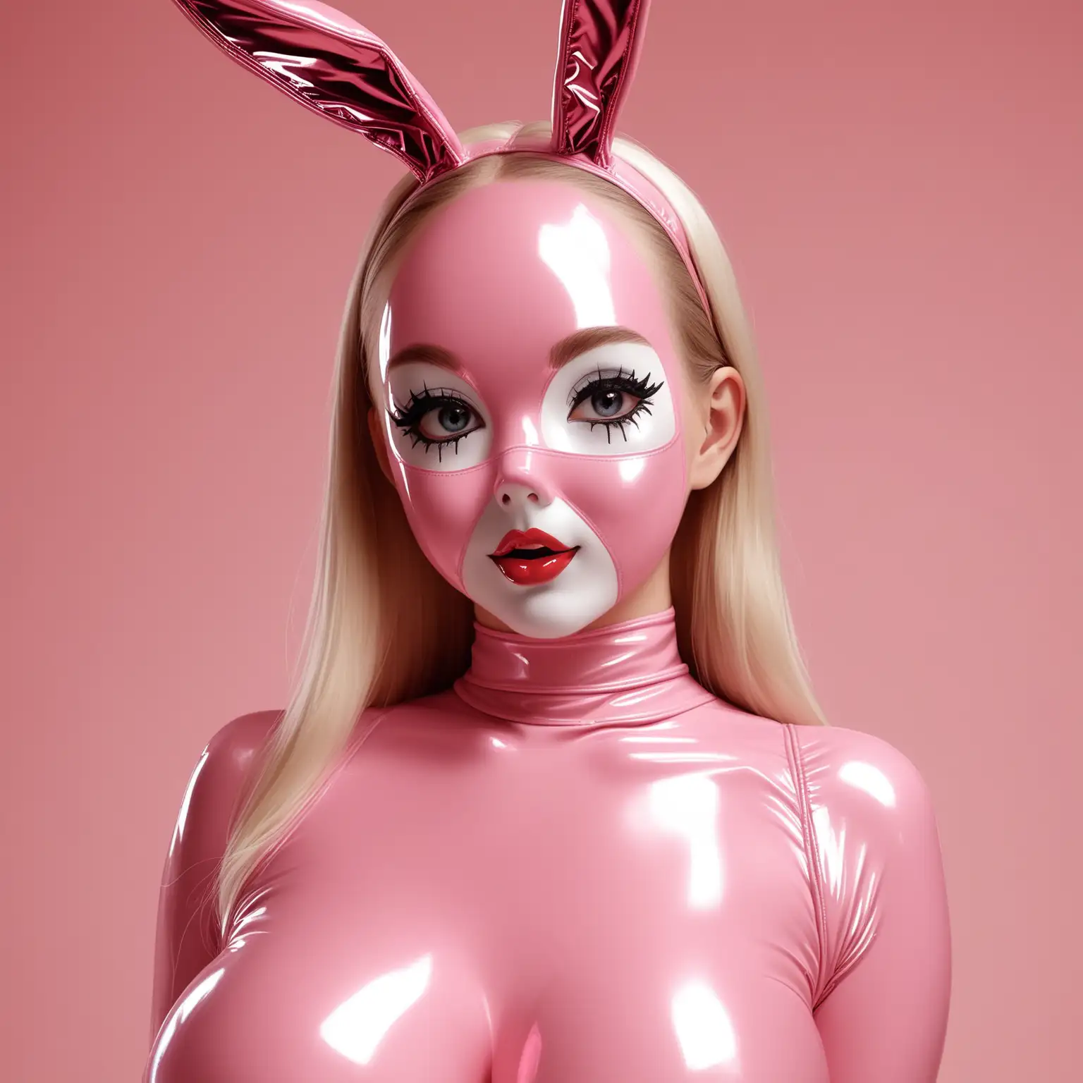 Latex-Bunny-Girl-with-Bunny-Makeup-Playful-Costume-Portrait