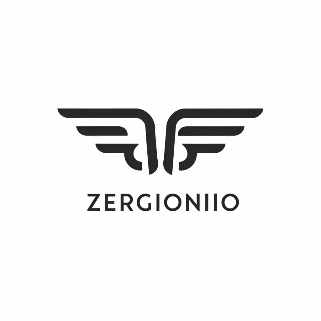 a logo design,with the text "ZERGIONIO", main symbol:wings at the edges,Minimalistic,clear background