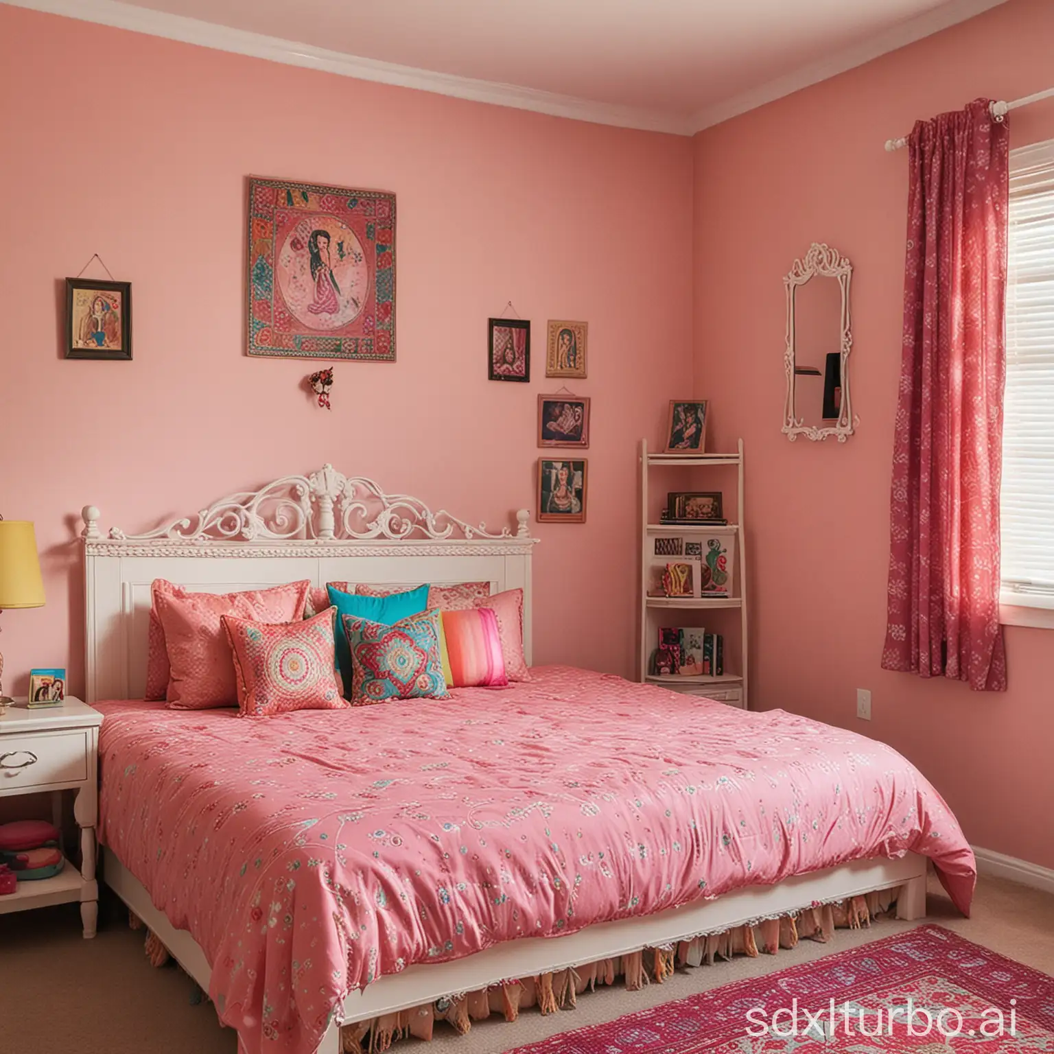 Young-Indian-Girl-in-Her-Colorful-Bedroom