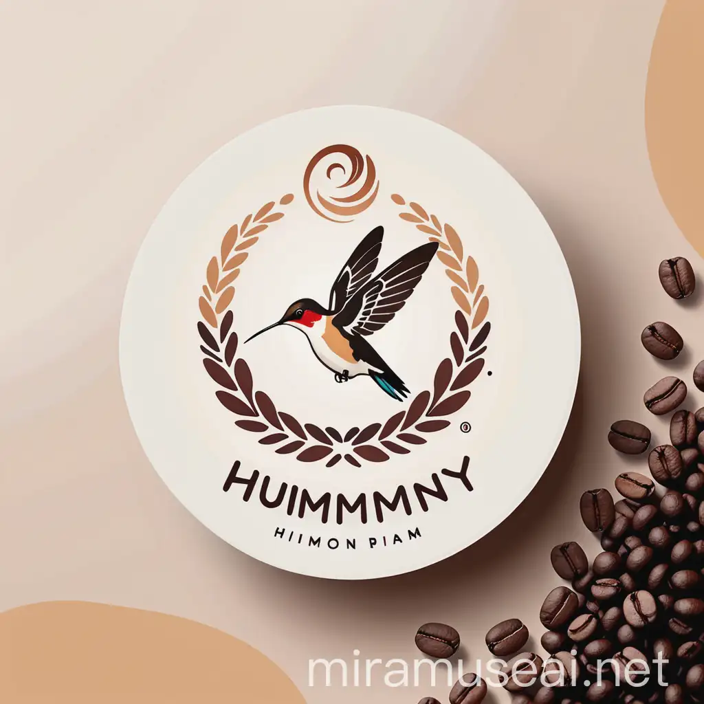 Erstelle mir ein kratives Logo. 
Namen Hummingbird Harmony
Eine Mischung aus Kolibri , Tiger und Schwan für ein neues Kaffeeunternehmen umgeben von Kaffee und Kaffeebohnen.
