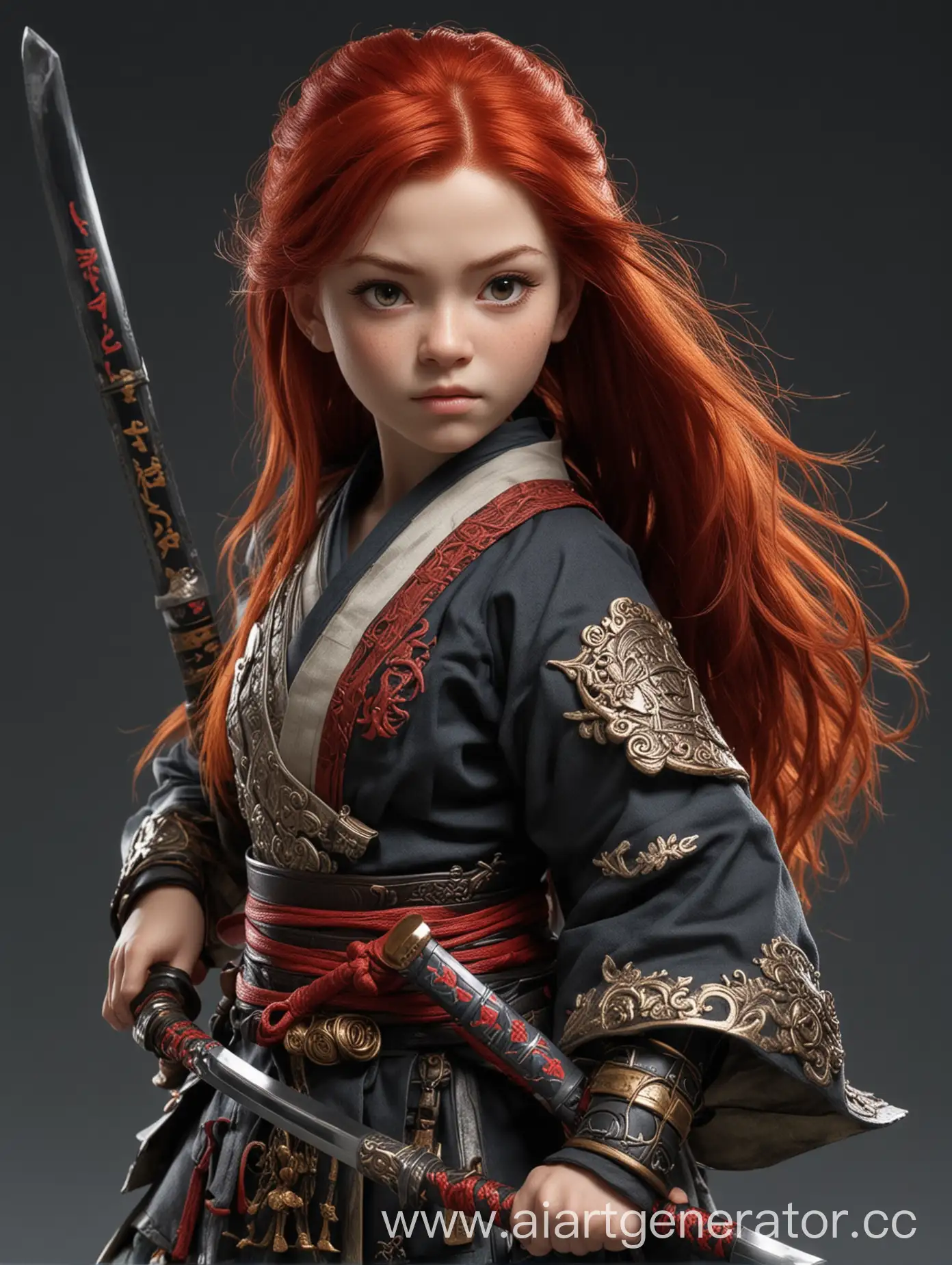 HalfDwarf-Girl-with-Red-Hair-and-Katana