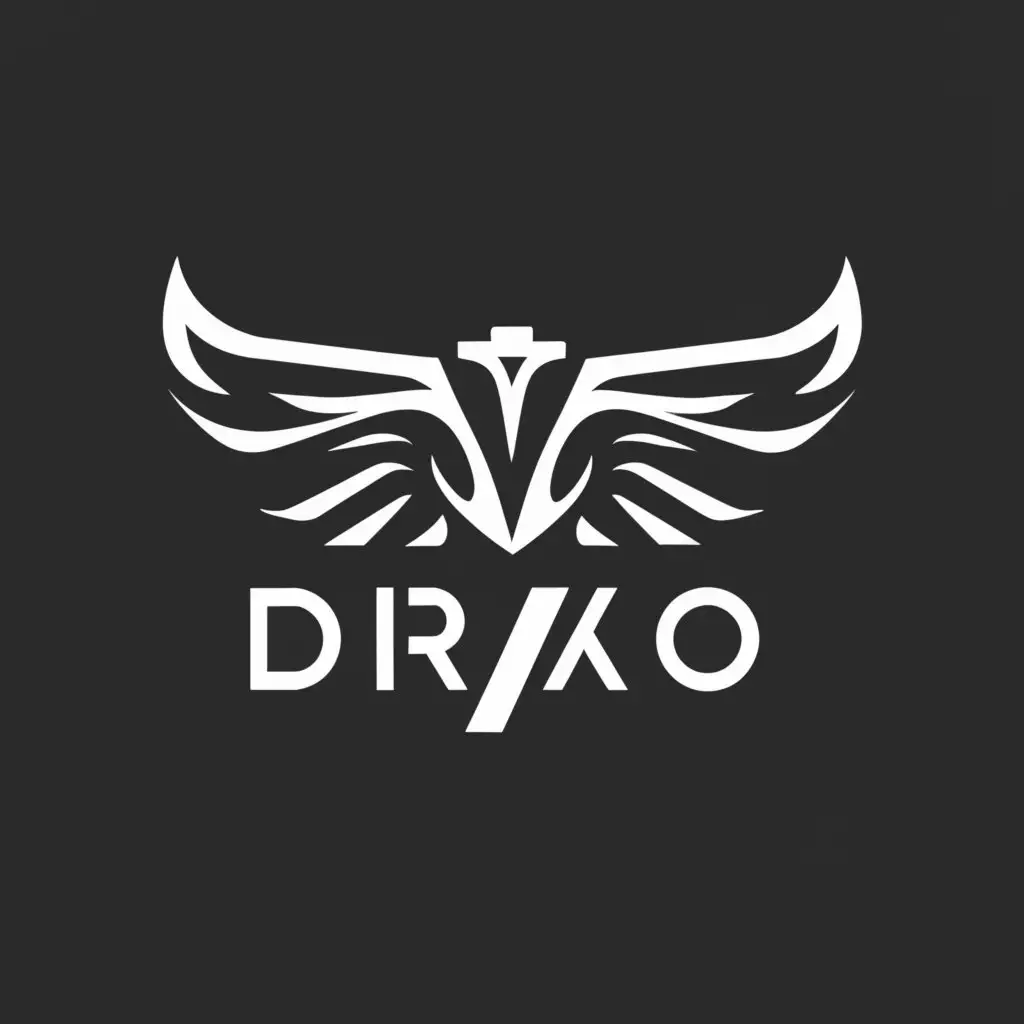 a logo design,with the text "drako", main symbol:Dragon wings,Minimalistic,be used in musical industry,clear background