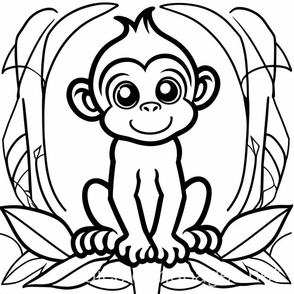 Adorable-Baby-Monkey-Coloring-Page-for-Kids-Simple-Line-Art-on-White-Background