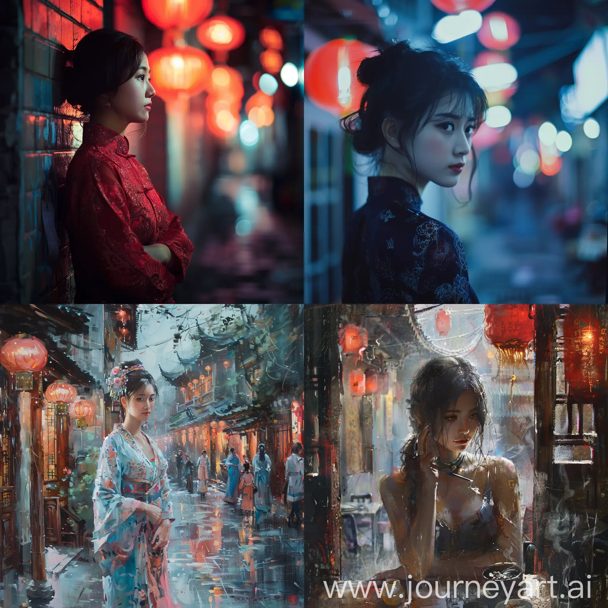 Chinese-Female-on-Urban-Street-at-Night