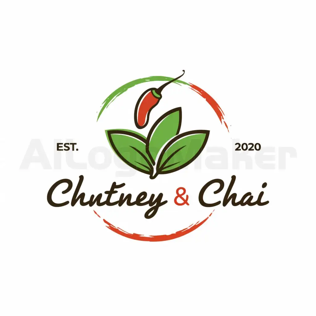 a logo design,with the text "Chutney & Chai", main symbol:Leaf, Chilly Tea,Moderate,be used in Restaurant industry,clear background