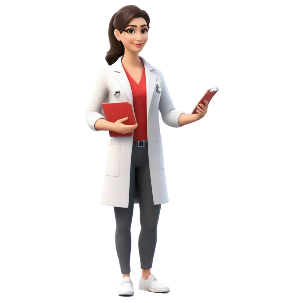 3d female doctor with diagnosis report in hand