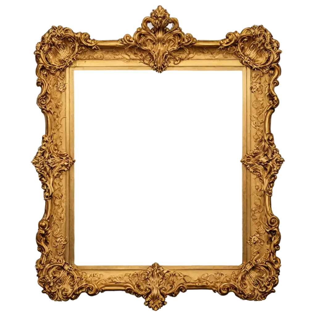 Exquisite-Golden-Frame-Baroque-PNG-Image-Enhance-Your-Design-with-Elegance