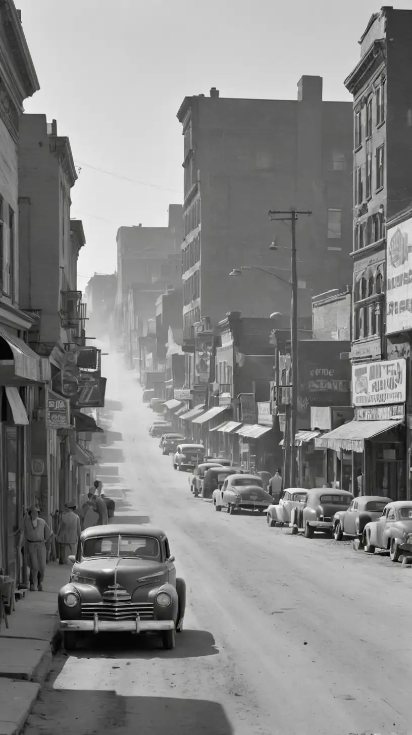 Vintage Main Street Scene Rural America in the 1940s