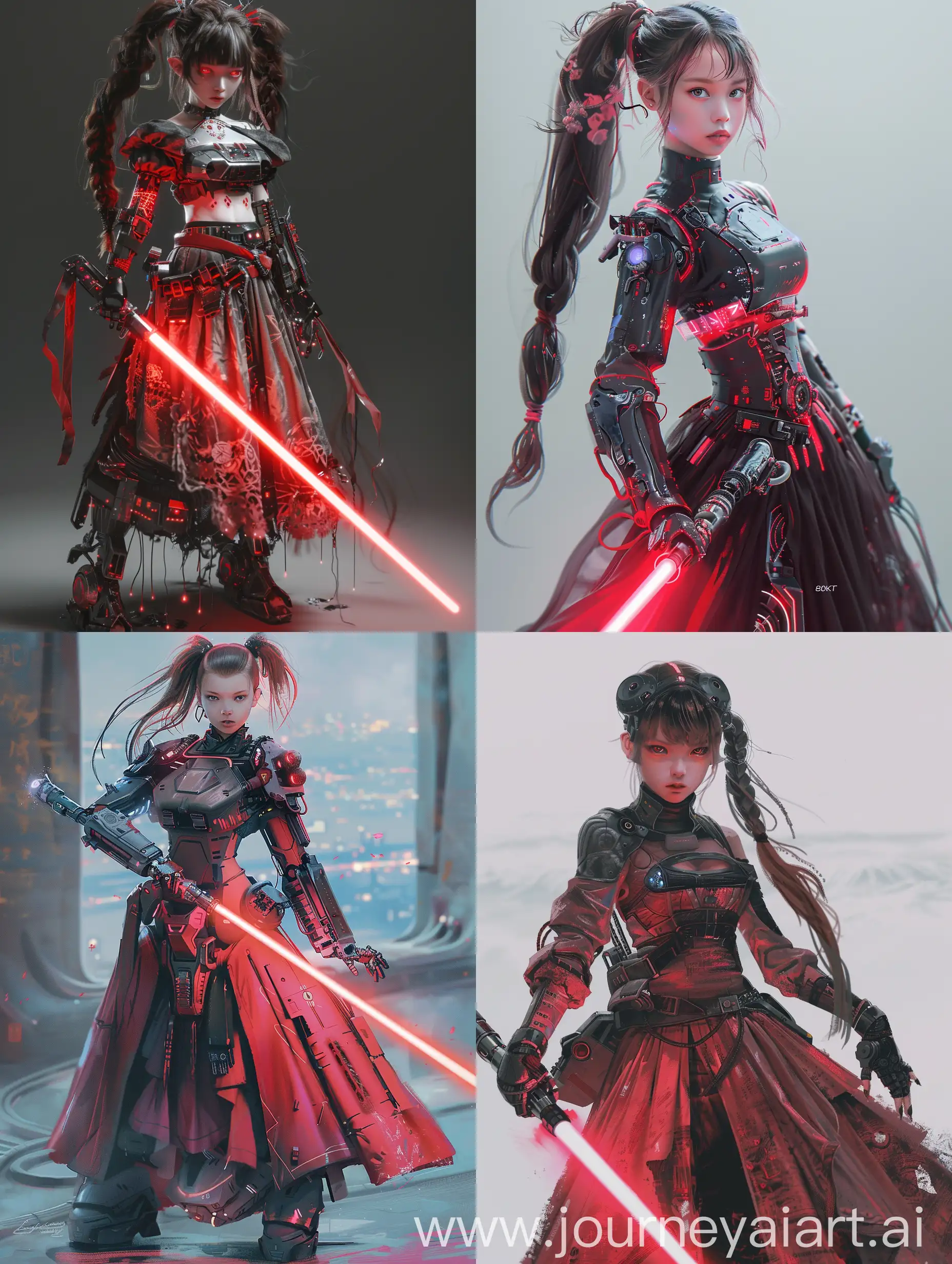 Futuristic-Cyberpunk-Girl-with-Red-Mecha-and-Lightsaber