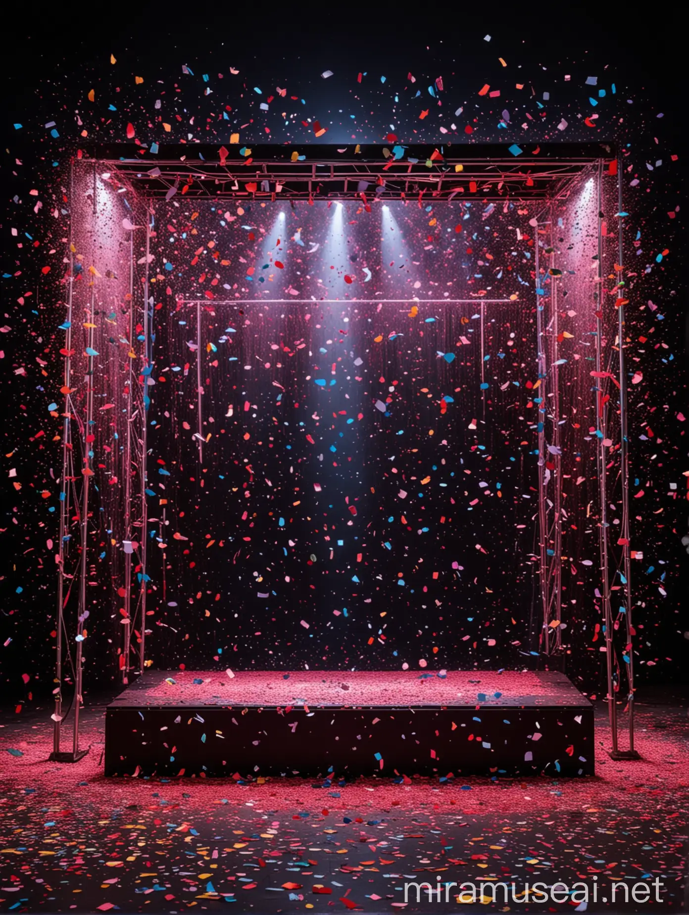 Vibrant Neon Stage with Confetti Shower