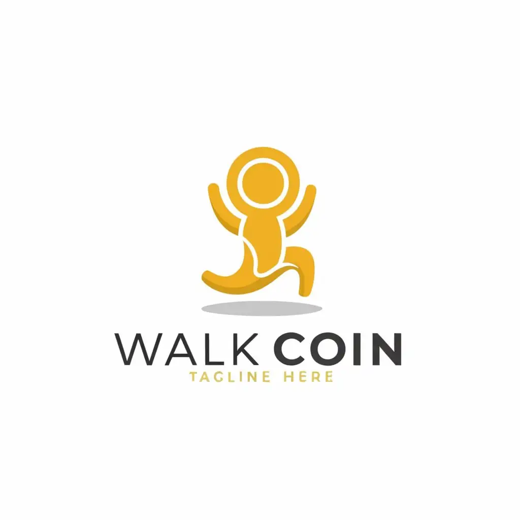 a logo design,with the text "walk coin", main symbol:when you walk, you can get the coin,Moderate,be used in app industry,clear background