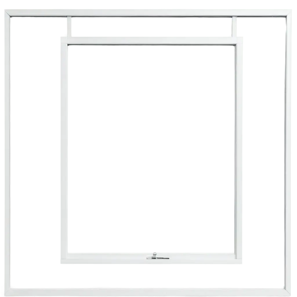 open window seen from the front, modern, without partitions, in white aluminum, only 1 sheet and only the glass is transparent on the screen, on a matte beige wall, 8k image and 9:16 aspect ratio.