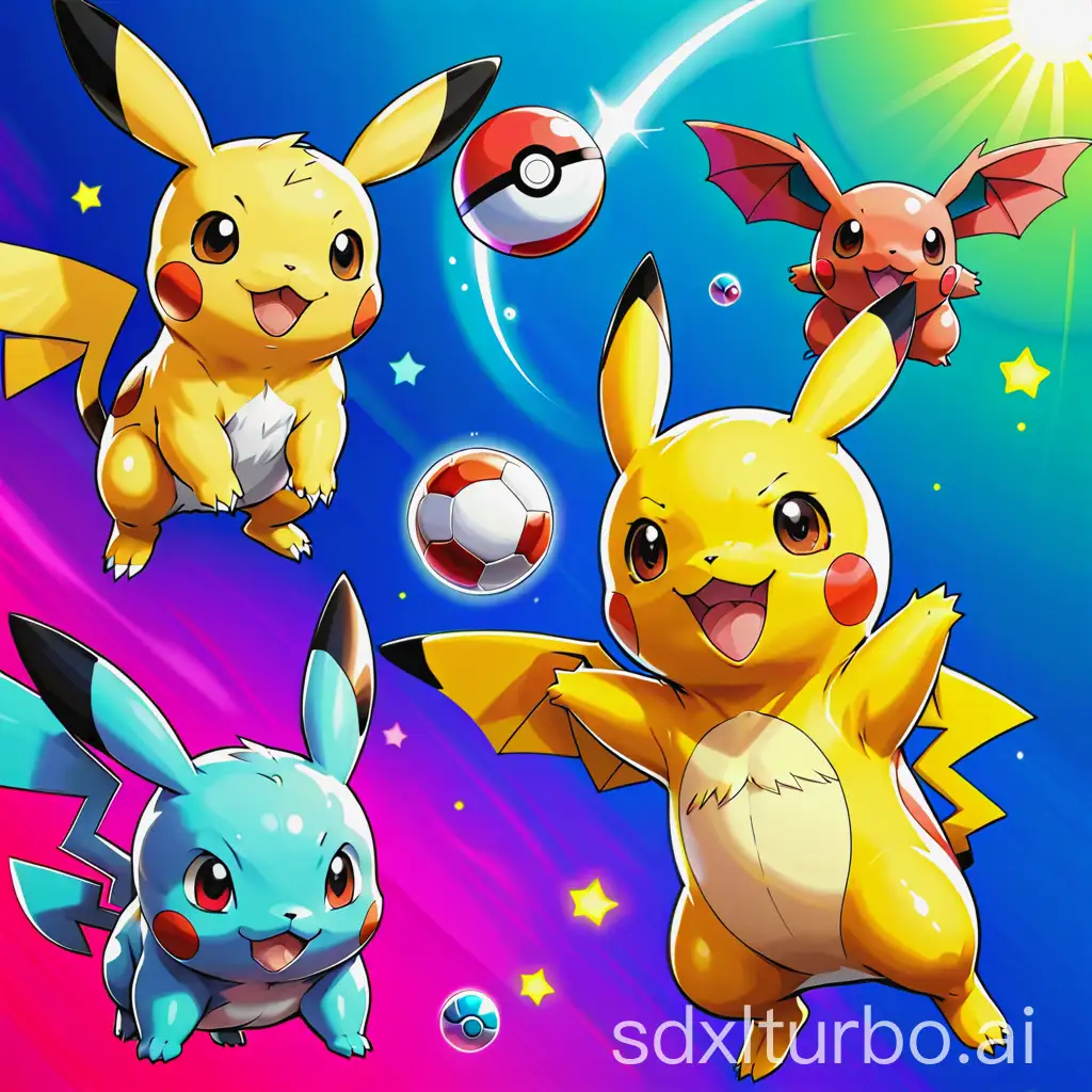 Pokémon, colorful background