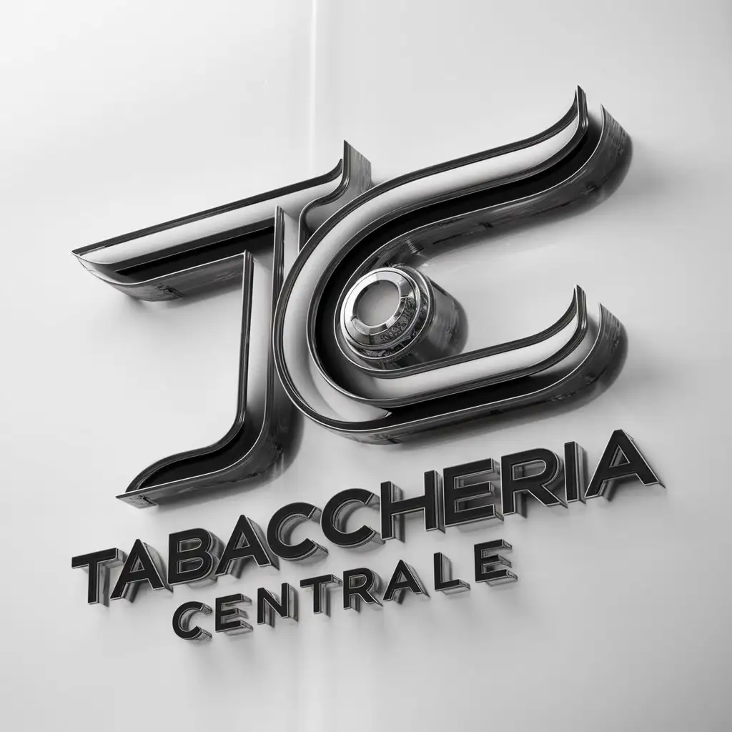 futuristic, vector, high detailed logo for a tobacco shop called Tabaccheria Centrale.  Without using tobacco and cigarettes images. background colour white