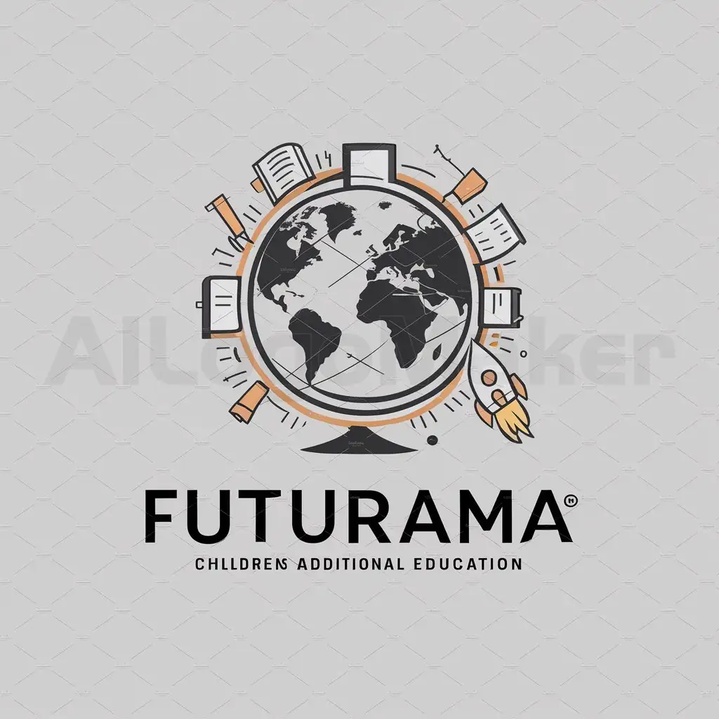 a logo design,with the text "Futurama", main symbol:Earth ball and child something related to children's additional education,Moderate,be used in Technology industry,clear background