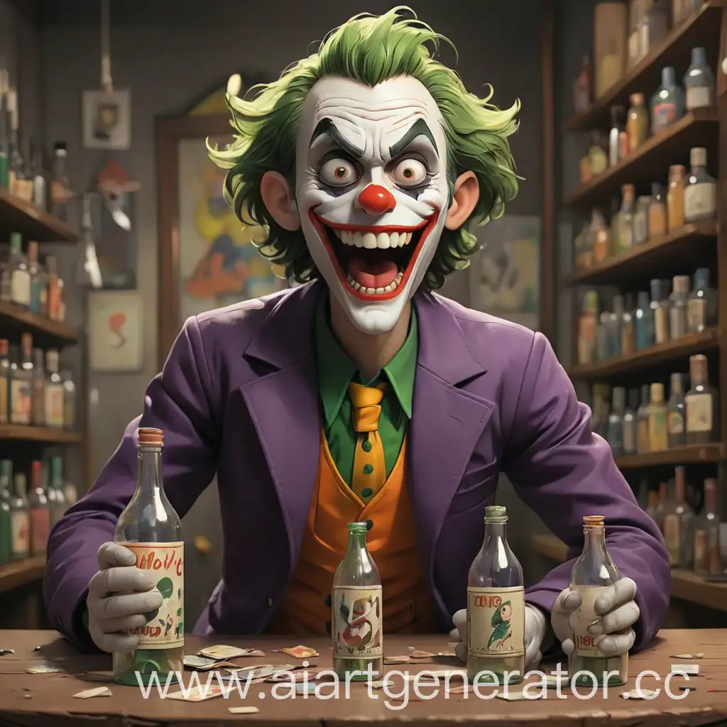 Cartoon-Joker-Juggling-Colorful-Bottles-with-Playful-Expression