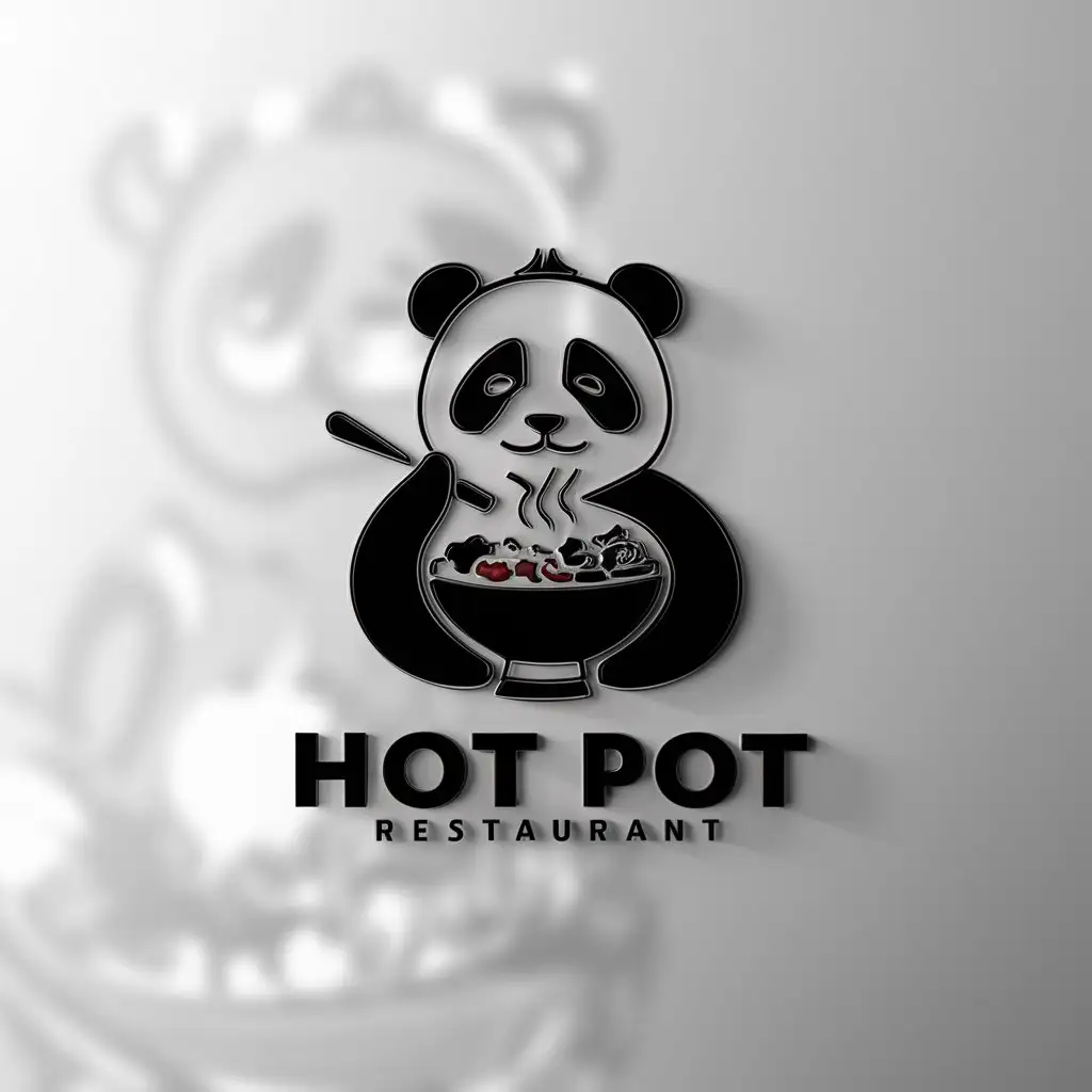 a logo design,with the text "panda hot pot", main symbol:panda eating hot pot,Minimalistic,be used in Restaurant industry,clear background