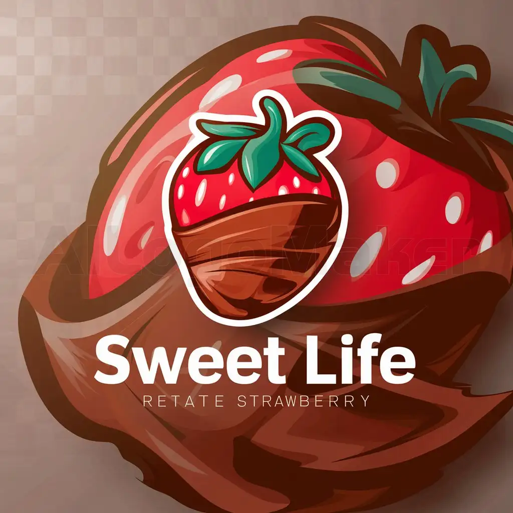 a logo design,with the text "Sweet Life", main symbol:Strawberries in chocolate,Moderate,be used in Retail industry,clear background