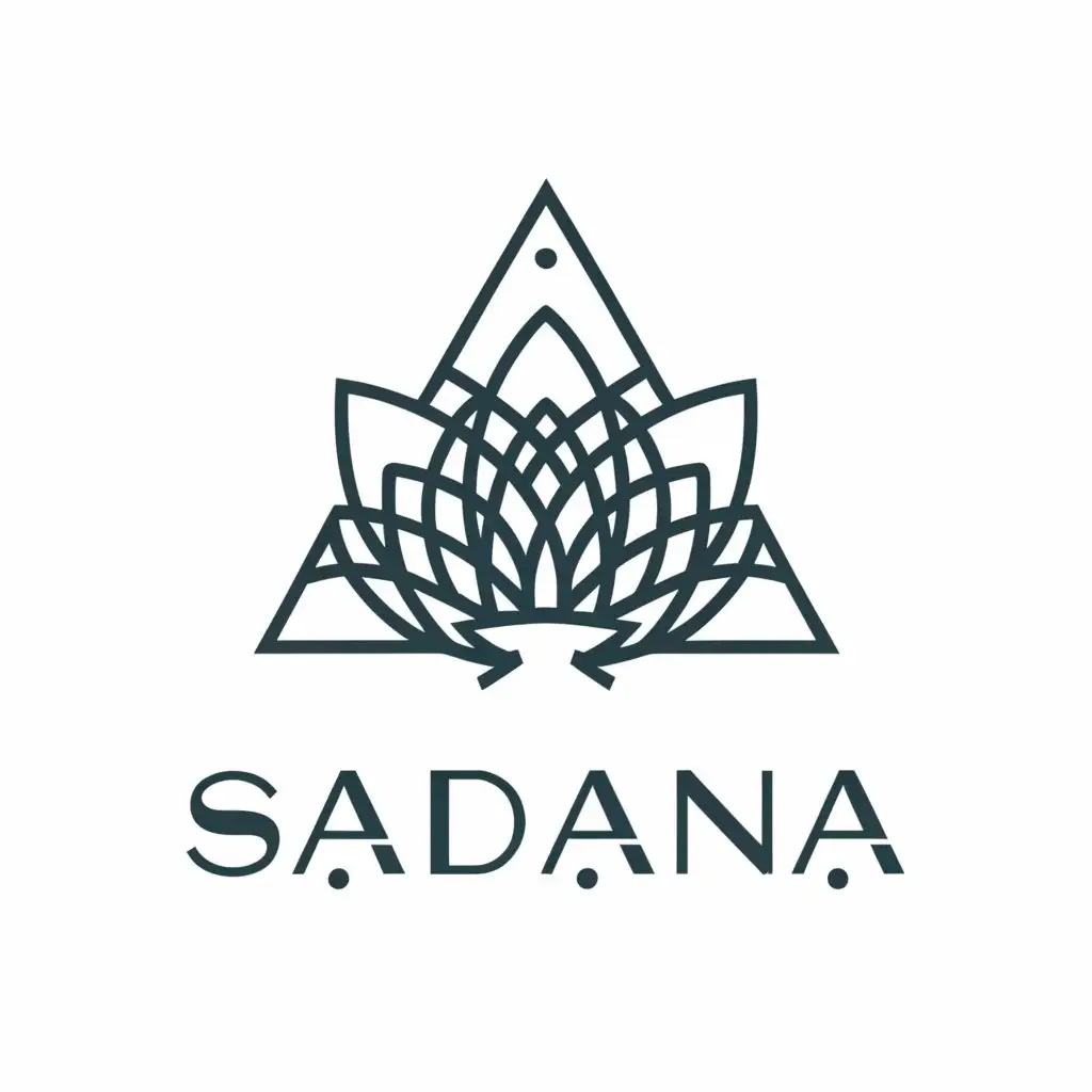 a logo design,with the text "Sadana", main symbol:Month, triangle, lotus,complex,be used in Hand made industry,clear background