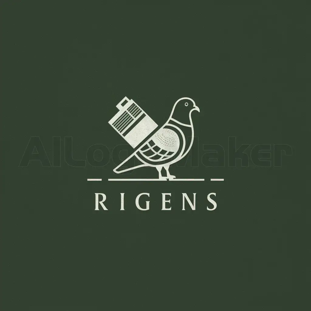 a logo design,with the text "RS", main symbol:MAKE A PIGEON HOLDING A NEWS PAPER VINTAGE STYLE,Minimalistic,clear background