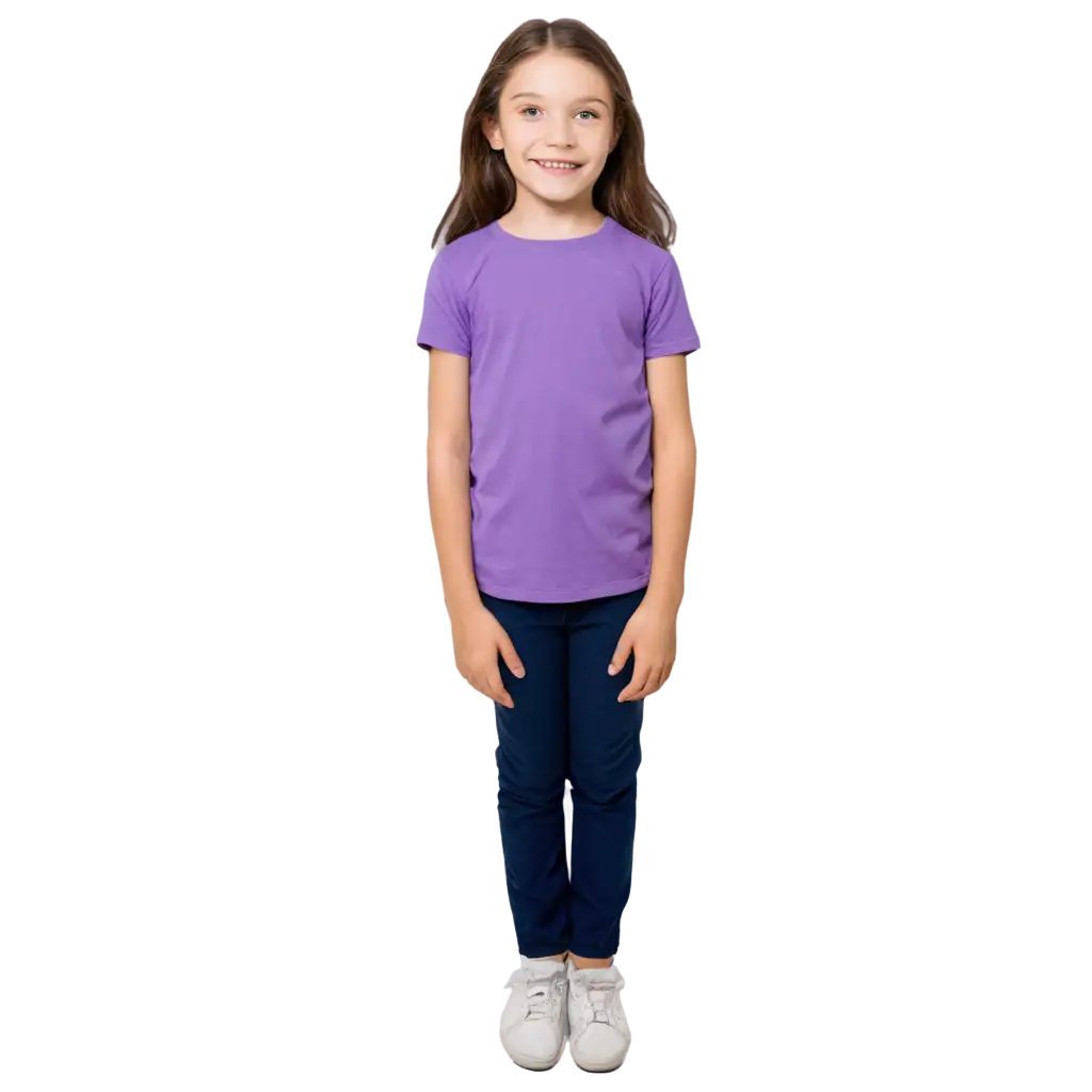 Ellie Pellegrini (6 Years Old) Wears A Purple Shirt And Dark Blue Pants