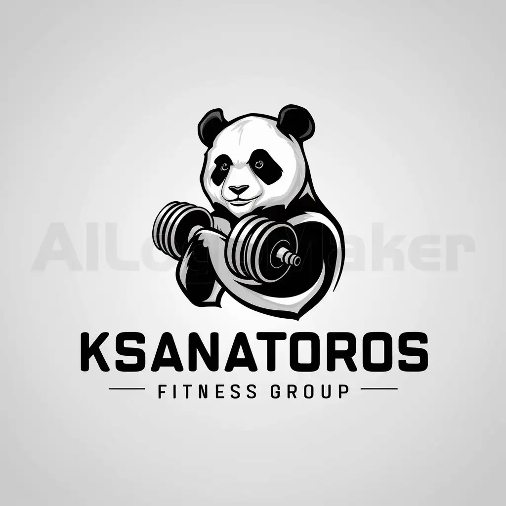 a logo design,with the text "Ksanatoros fitness group", main symbol:Panda,complex,be used in Sports Fitness industry,clear background