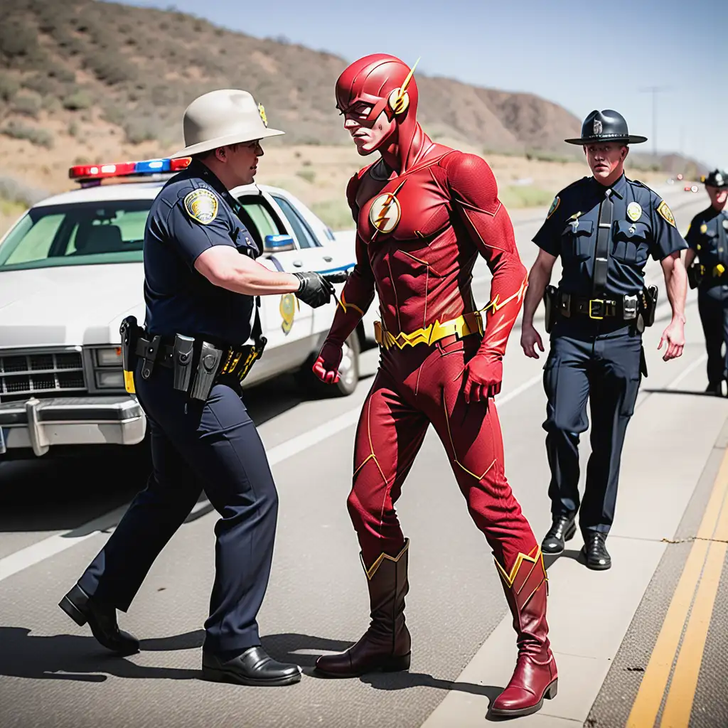 the Flash getting arrested by the highway patrol