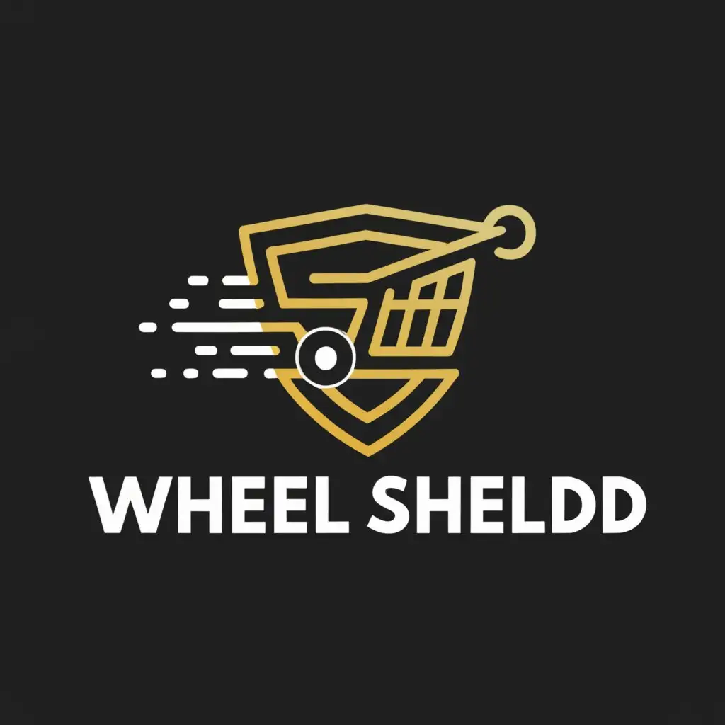 a logo design,with the text "Wheel shield", main symbol:shield and shopping cart,Moderate,be used in Retail industry,clear background