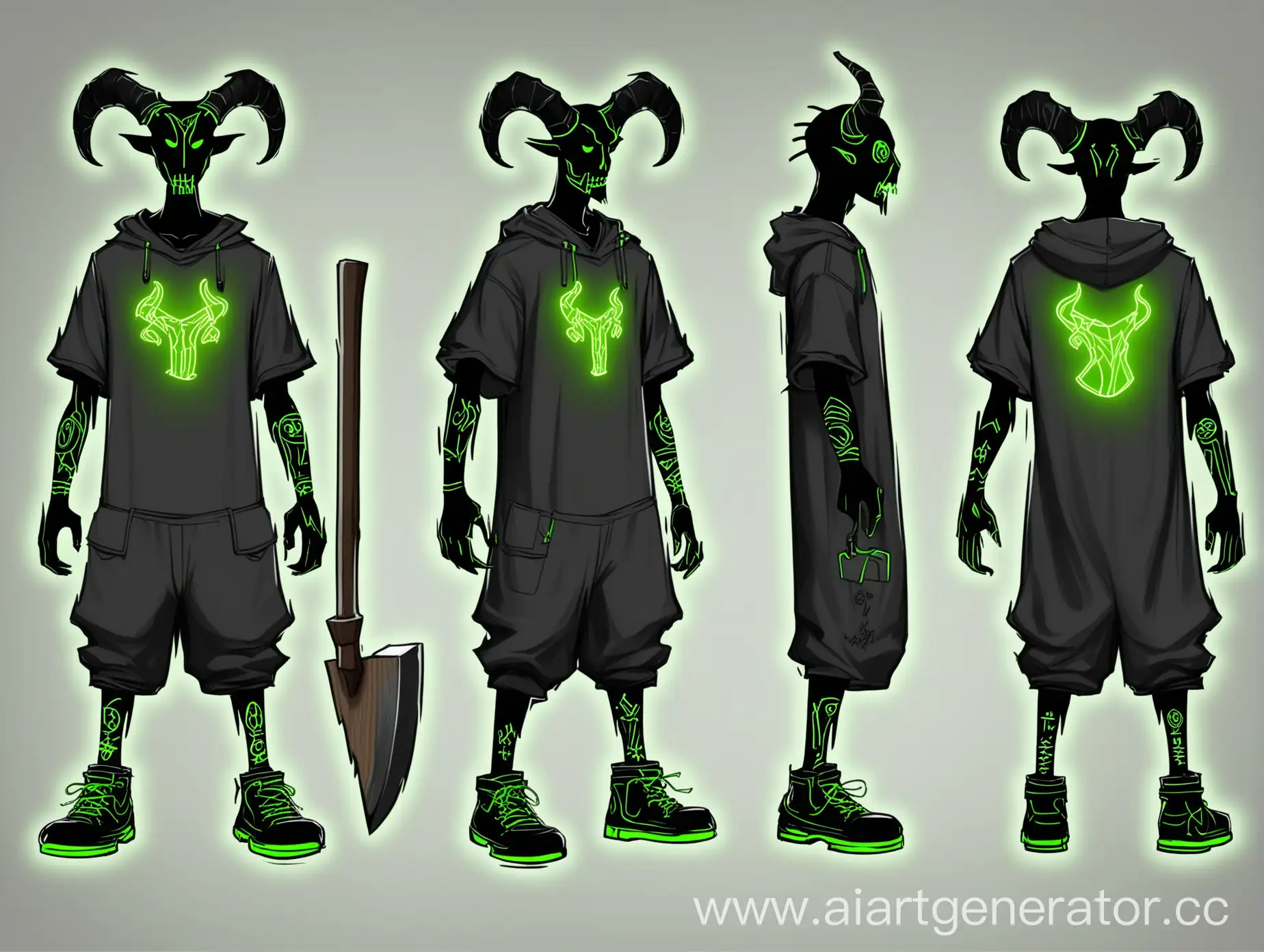Neon-Tattoos-Stickman-with-Horns-and-Ax-in-Baggy-Clothes
