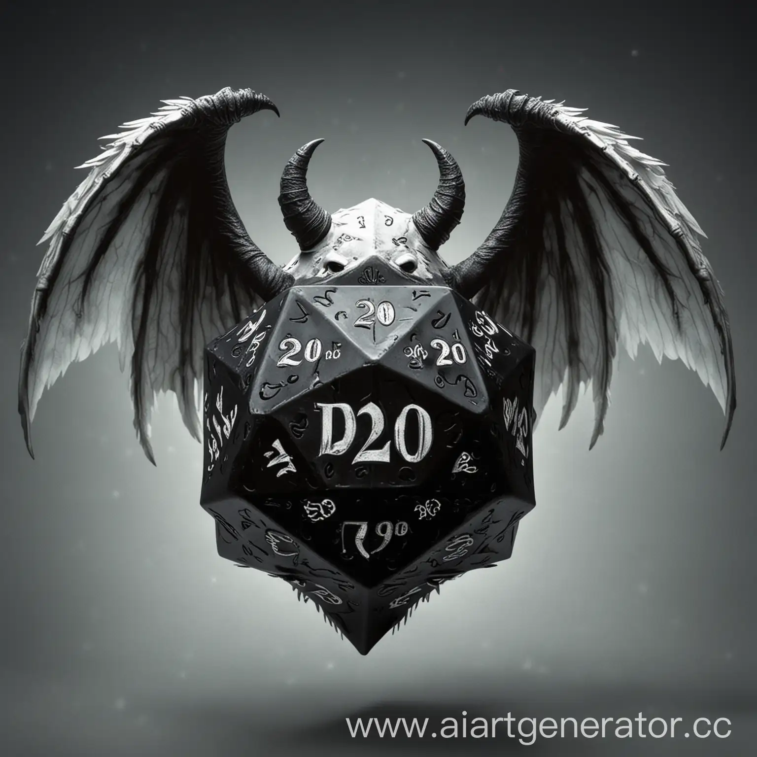 Devil-and-Angel-d20-Dice-with-Black-and-White-Wings