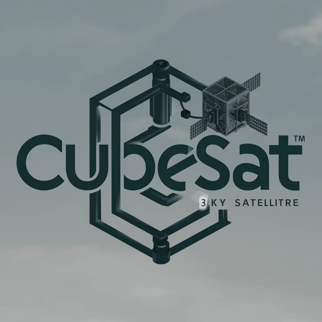 a logo design,with the text "CubeSat", main symbol:a logo design,with the text 'CubeSat', main symbol:3D Printer printing a cubesat,Moderate,clear background,complex,clear background