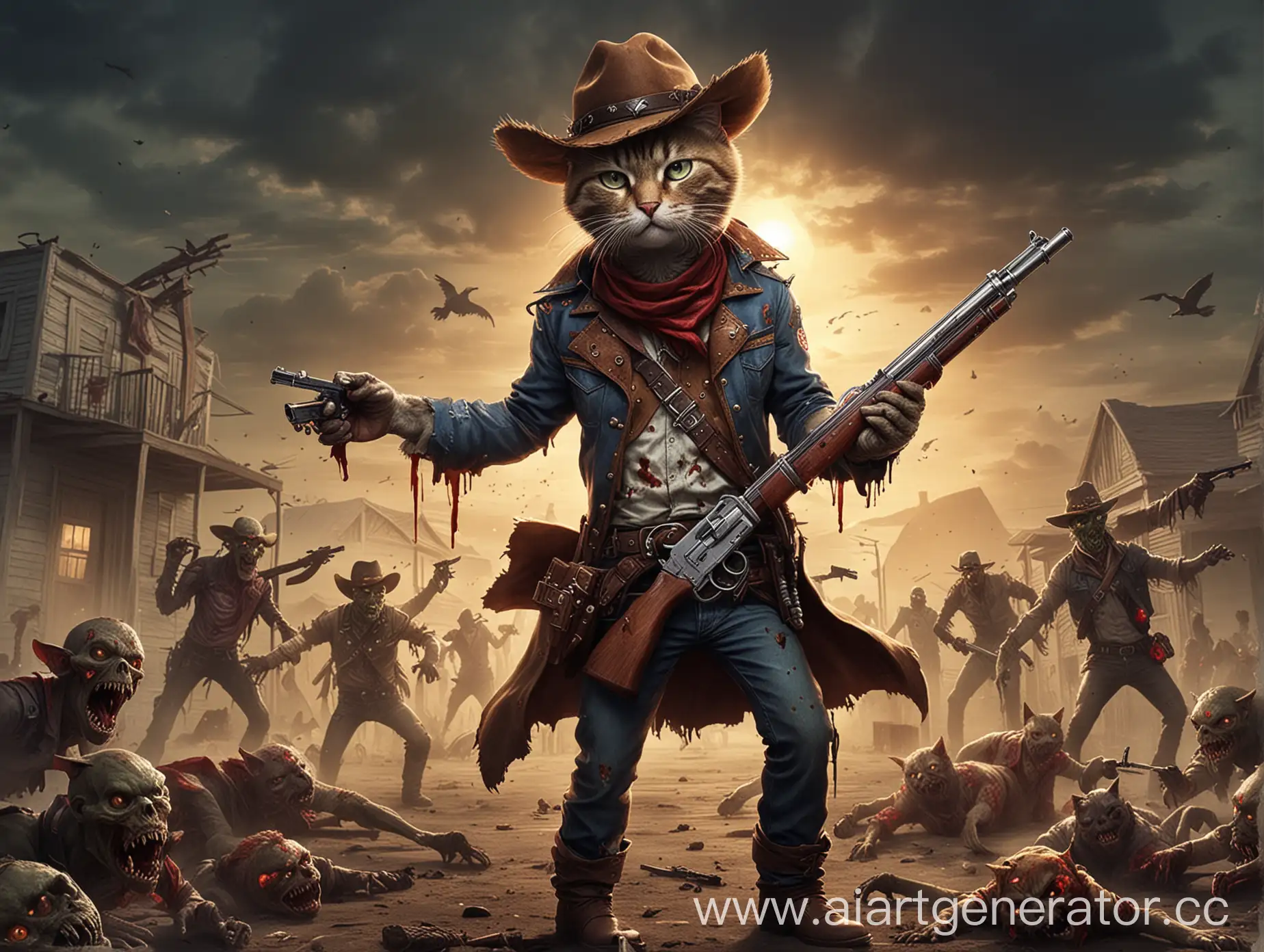 Cat-Cowboy-Fights-Zombie-Horde-in-Wild-West-Battle