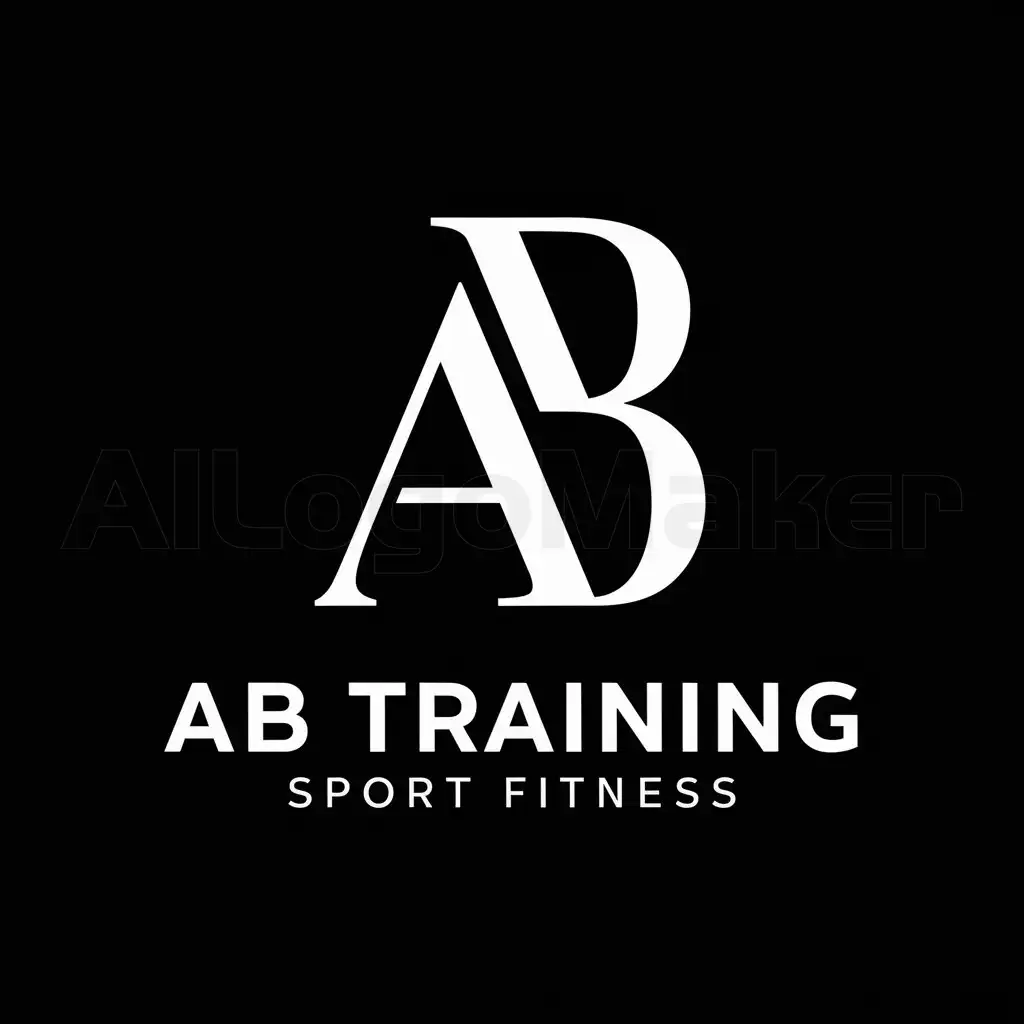 a logo design,with the text "AB Training", main symbol:la lettre A and letter B between mêlé , fin , elegant, blanc on noir,Moderate,be used in Sport Fitness industry,clear background