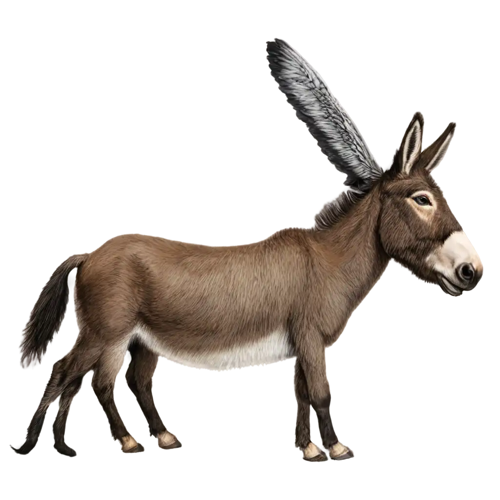 A three-legged donkey flying in the sky
