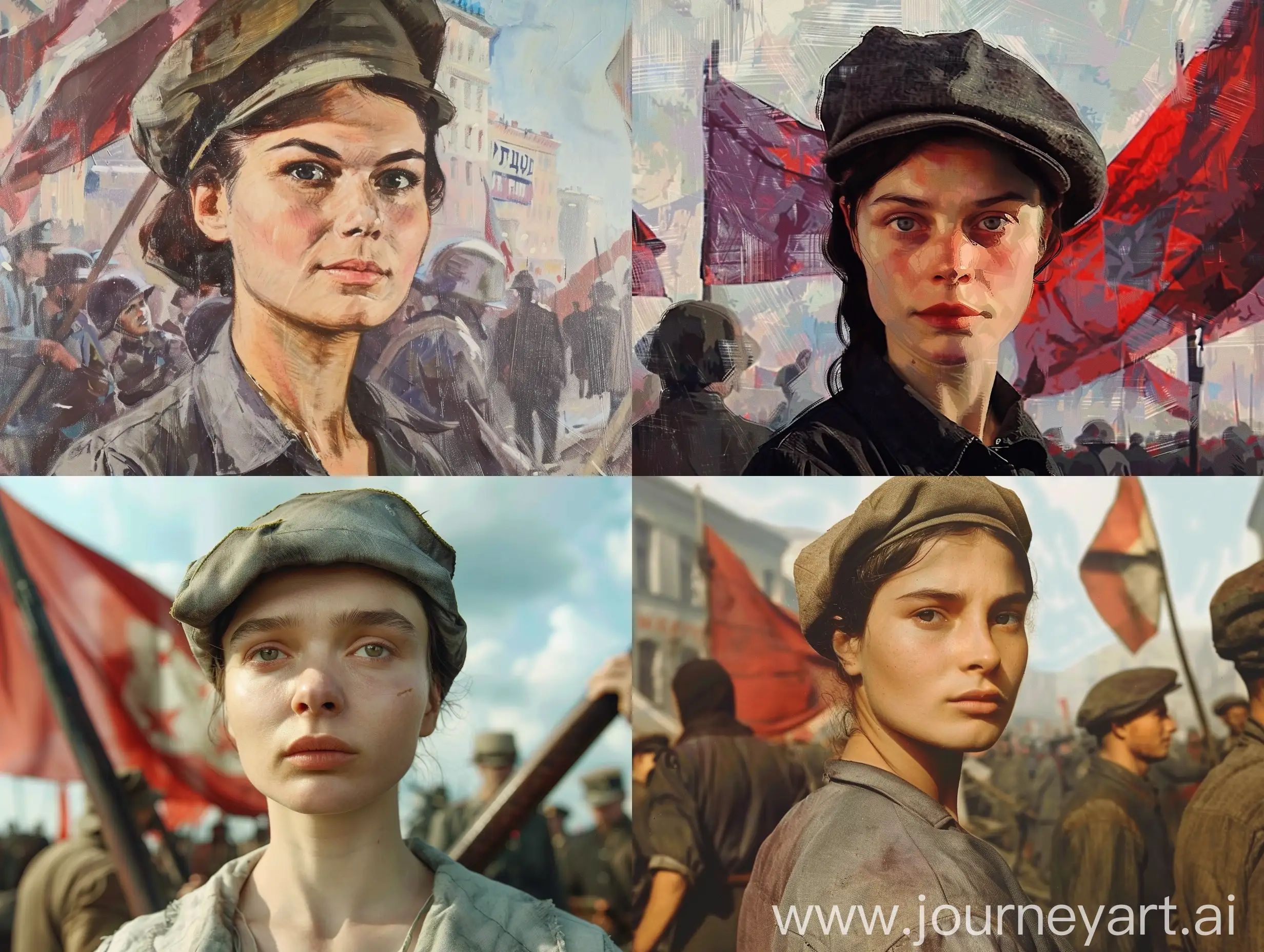 Calm-Communist-Woman-Amidst-Proletarian-Strike