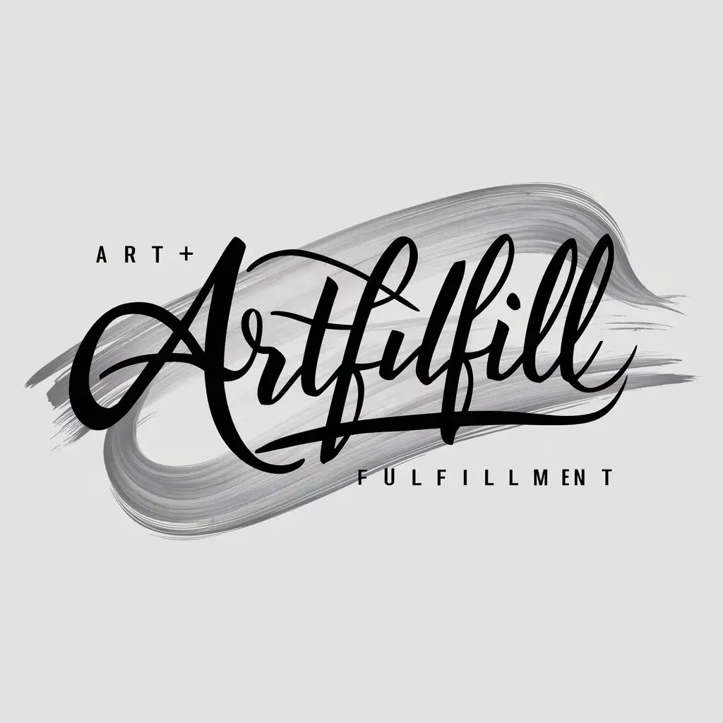 a logo design,with the text "ArtFulfill", main symbol:Brush stroke,complex,clear background