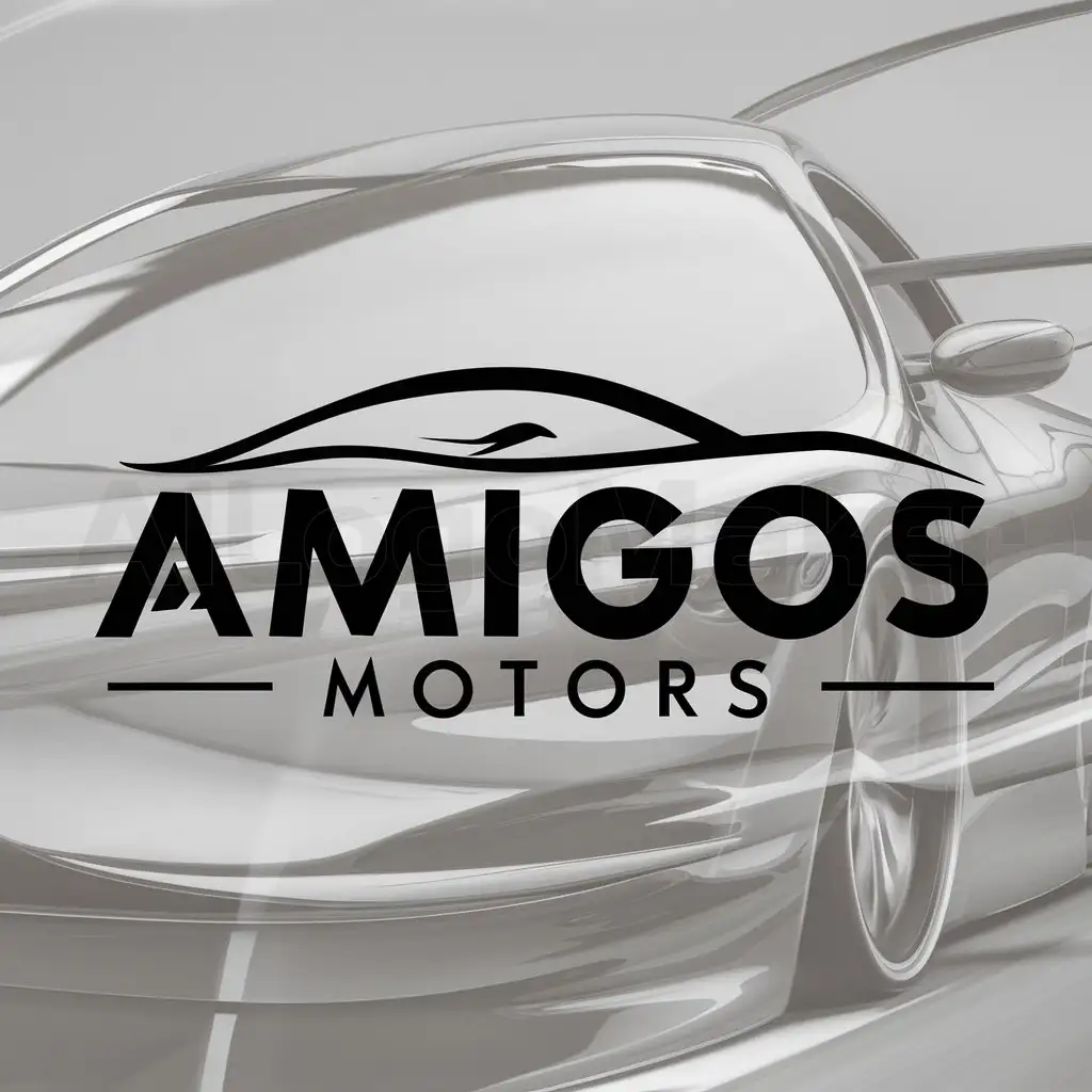 a logo design,with the text 'Amigos Motors', main symbol:car,Moderate,clear background