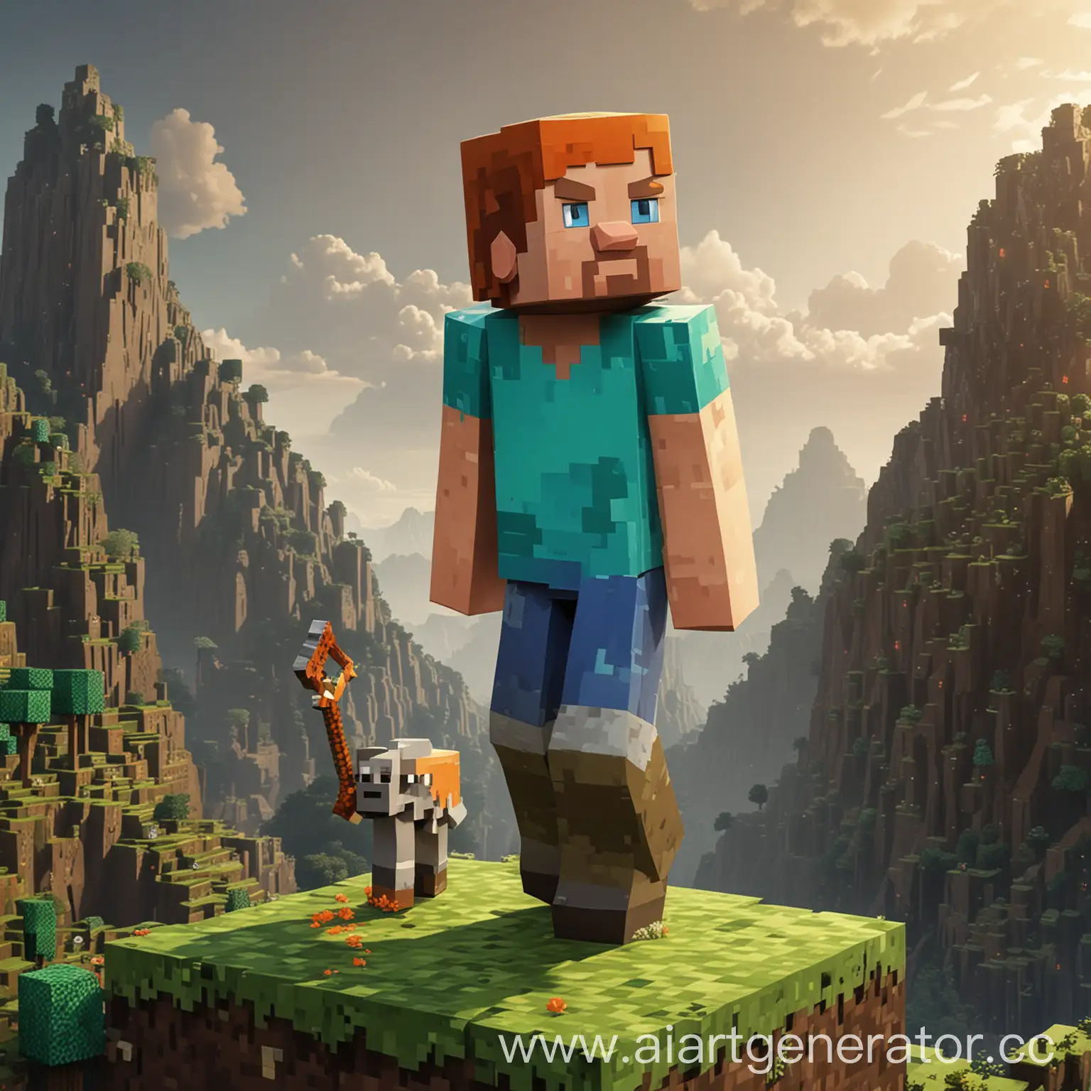 Minecraft-Character-Conquering-the-World-Pixelated-Adventure-and-Exploration