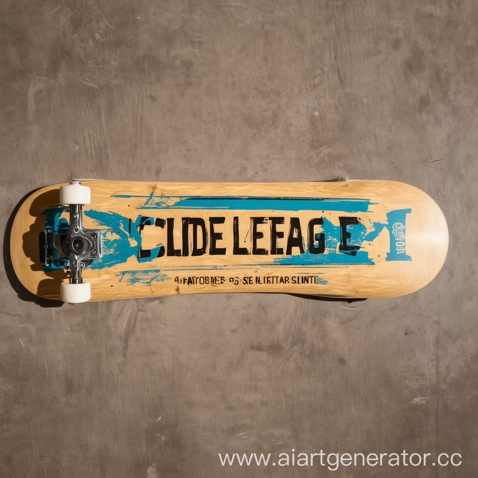 Skateboard-with-Slide-League-Inscription-for-Extreme-Sports-Enthusiasts