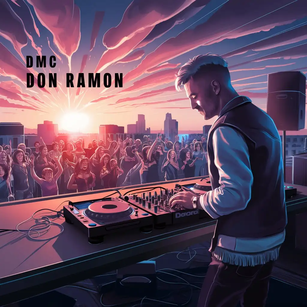 Nighttime-Rooftop-DJ-Party-DMC-DON-RAMON-Lights-Up-the-Sky