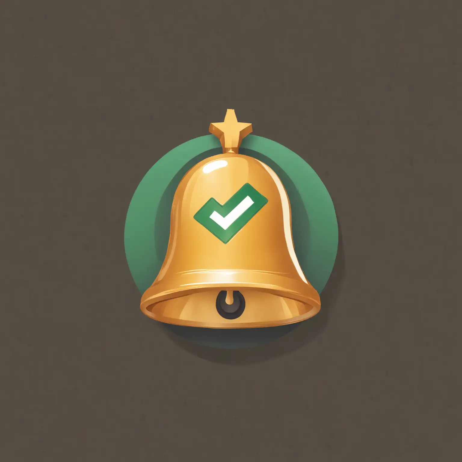 Une icône de cloche dorée avec une petite coche verte en bas à droite, indiquant que la notification a été envoyée avec succès.